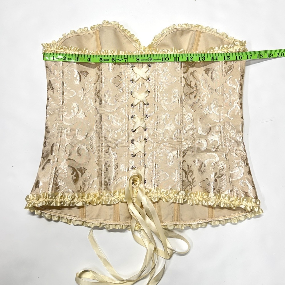 Jacquard Strapless Corset, Size‎ XL, Unbranded, Beige Overbust Lace-Up Ribbons - Picture 4 of 6